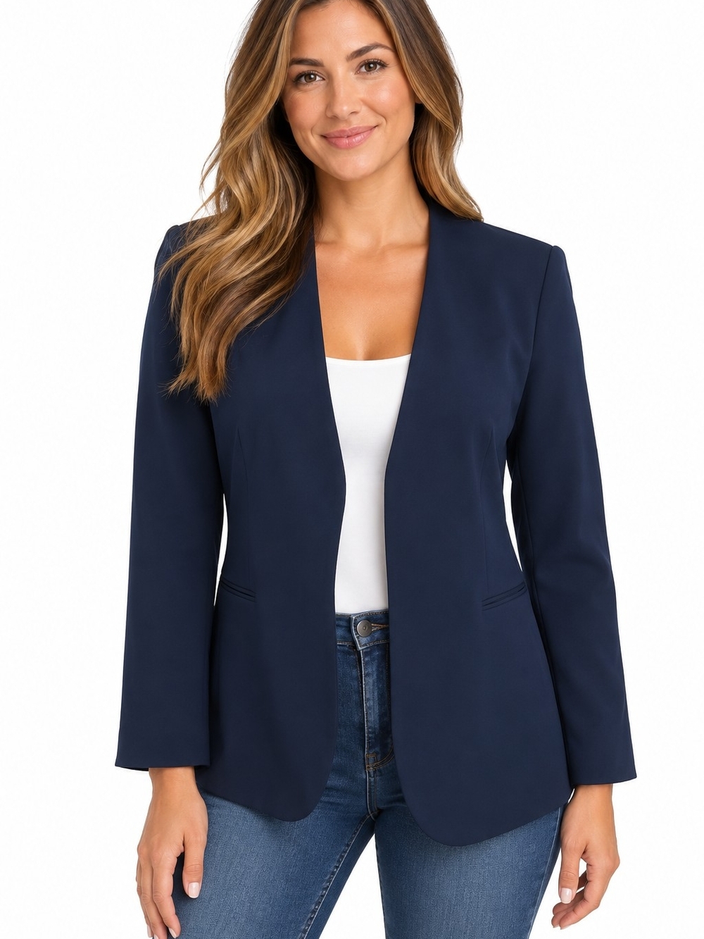 Theory Navy Open-Front Blazer